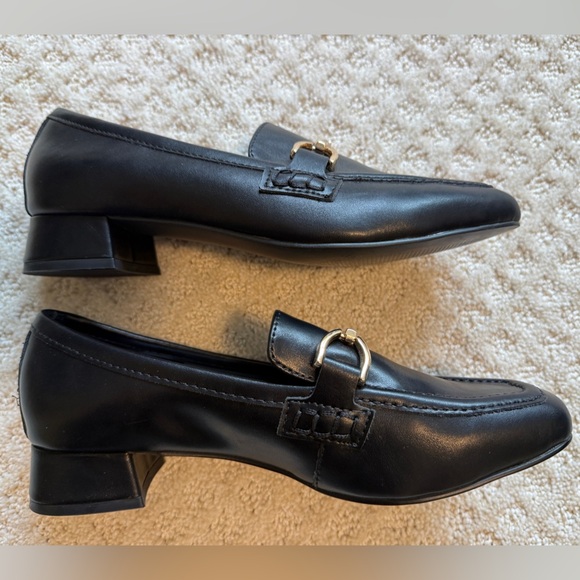 Steve Madden Hartlyn Heel Bit Slip on leather loafers black gold women’s 6.5 - Picture 3 of 9